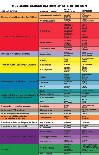 An Example of a Color-Coded Herbicide Classification Table