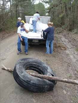 A tire from the Space Shuttle Columbia, recovered near Hemphill, TX.