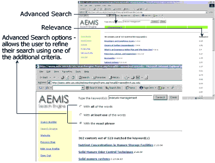 The Search Engine allows the user to search the entire database by specifying the search keyword(s).