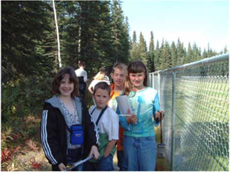 Team of elementary school students from introductory class about forests.