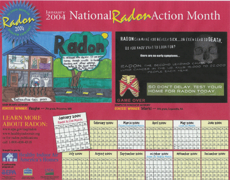 2004 National Radon Action Month calendar cover.