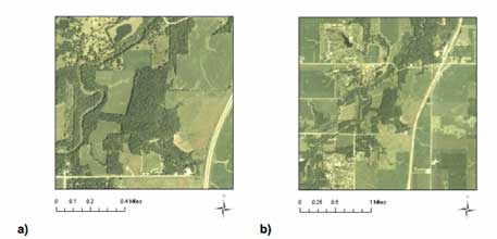Aerial Photographs of McFarland Park in Story County, Iowa, at Two Different Scales.