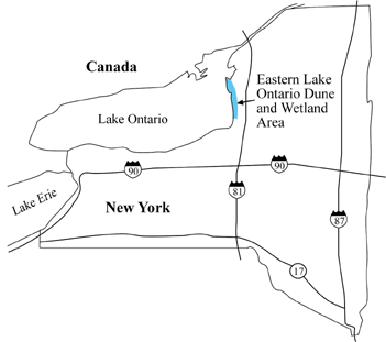 The Eastern Lake Ontario Dune
and Wetland Area Is Located in Northern New York State