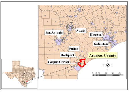 Graphical Location of Arkansas County, Texas