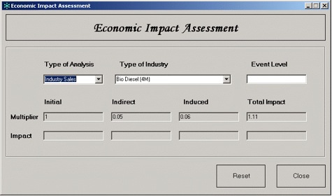 Economic Impact Assessment Pages of the BDBE Program
  Screens