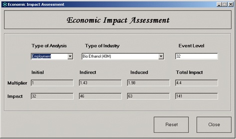 Economic Impact Assessment Pages of the BDBE Program
  Screens