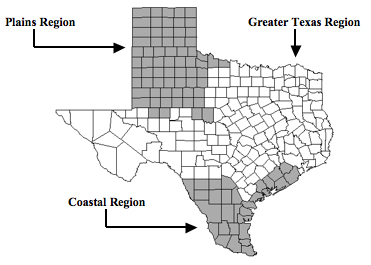 Primary Cotton-Producing Regions of Texas (Doerfert, Beesley,
  Haygood, Akers, Bullock, & Davis, 2004)
