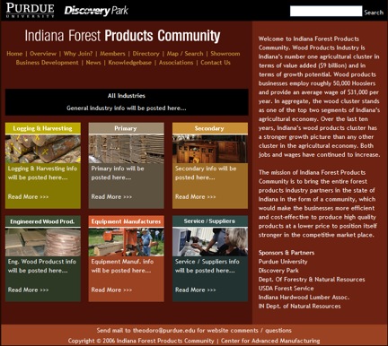 Home Page of Indiana Forest Products Web Community