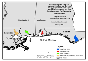 Locations of Watershed Case Study Areas by State