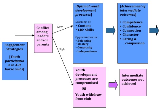 Section of Logic Model for a Program Theory Hypothesis About How Conflict Within the 4-H Horse
Program Might Interfere with Educational Processes