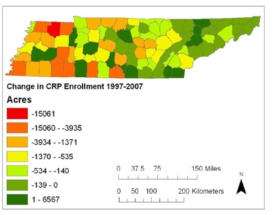 Changes in Conservation Reserve
Program enrollment in Tennessee