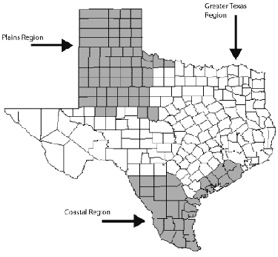 Regions of Texas as Defined by
CottonLink Research