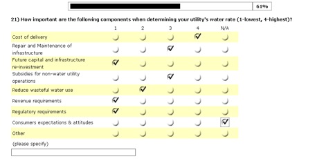 Example Question from the Water
Managers Survey