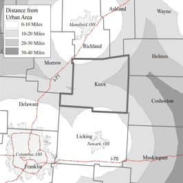 Knox County Within the Region, Including Urban Buffers