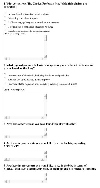 Survey Used for Assessing The Garden Professors