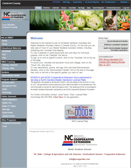 Sample EMGVI County Home Page, Carteret County