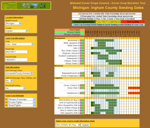 MCCC Cover Crop Decision Tool Output