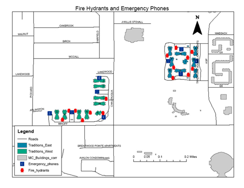 Traditions Dorm Emergency Phones
and Fire Hydrants