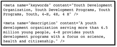 Keyword Meta Tag Example in an HTML Document