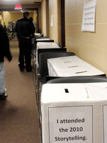 Ballot Boxes Line the Hallway Where Participants Lined Up for the Feast