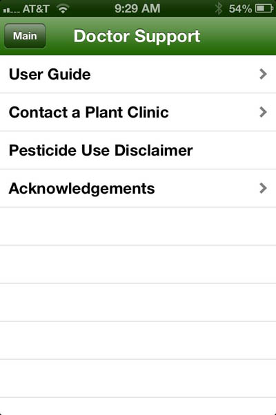 User Support Is embedded in the App to Direct Users to the Appropriate Plant Pest Diagnostic Clinic.