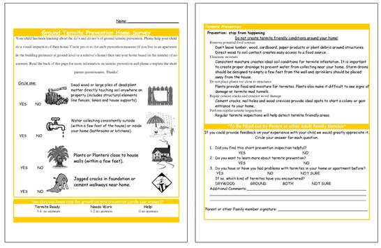 Subterranean Termite Prevention Home Survey Used by Students Grades K-6 During Home Inspections