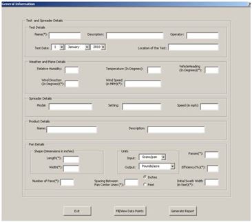 The General Information Window of SpreaderCal